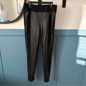 J. McLaughlin Faux Leather Panel Leggings SIZE SMALL Black Pull On Stretch